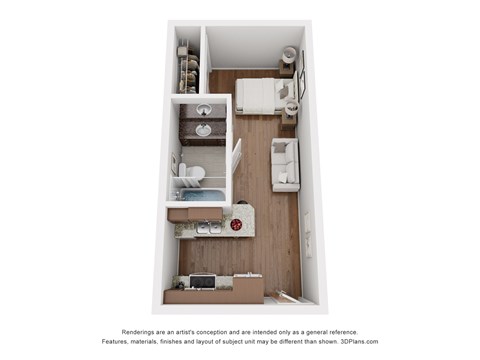 Floor plan for studio, 1 bath, 347 sqft